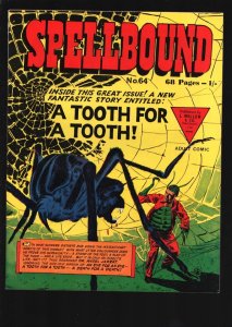 Spellbound #64 1960's-British edition-Giant spider attack cover-Mike Barnett ...