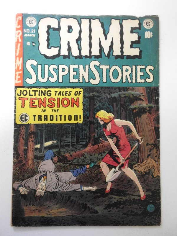 Crime SuspenStories #21 (1954) VG+ Condition moisture stains, 1/2 in spine split