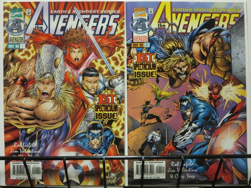 AVENGERS (1996) 1 both Liefeld RED & Yaep BLUE cvr vars