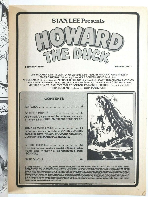 HOWARD THE DUCK #7 Comic Magazine featuring SWAMP THING Marvel 1980
