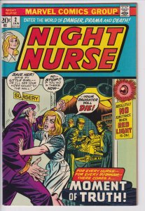 NIGHT NURSE #2 (Jan 1973) Sharp FN+ 6.5 white! Hard to find!