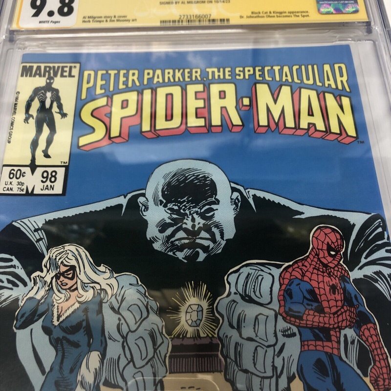 Spectacular Spider-Man (1985) # 98 (CGC 9.8 SS) Signed Al Milgrom * Marvel