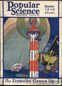 Popular Science 10/1929-zeppelin cover-Amelia Earhart-Lindbergh-Edison-VG