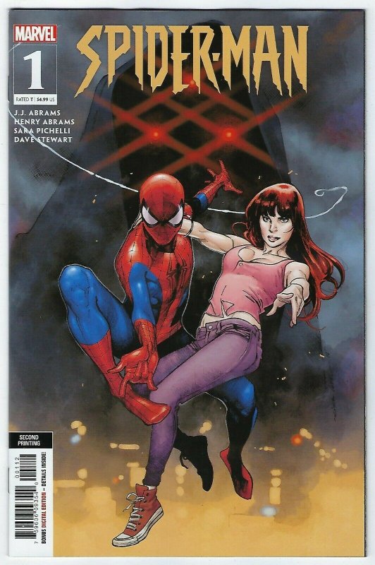 Spider-Man # 1 2nd Printing Variant Cover Marvel J.J Abrams