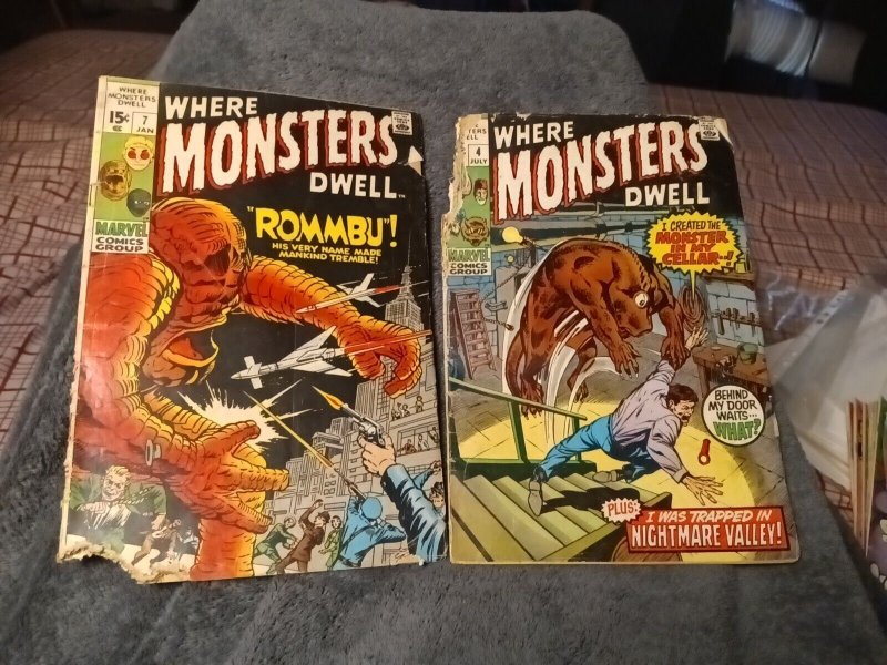 Where Monsters Dwell 4 & 7 Marvel Comics Bronze Age Horror Lot Steve Ditko Art