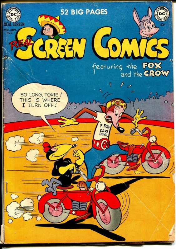 Real Screen #31 1950-DC-Fox & Crow-motorcycle daredevil cover-VG-