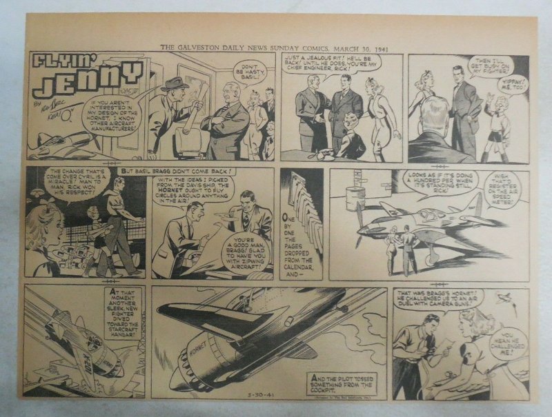 Flying Jenny Sunday Page by Russell Keaton from 3/30/1941 Size 11 x 15 inches BW