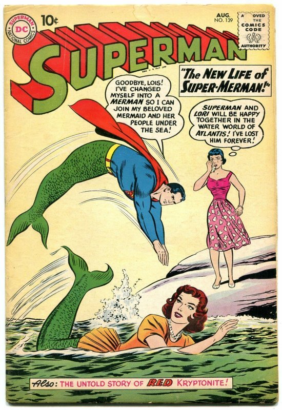 SUPERMAN #139 1960-DC COMICS-MERMAIDS-RED KRYPTONITE VG-