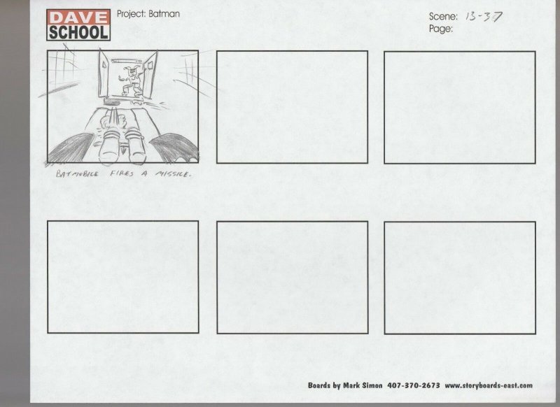 2004 LEGO BATMAN Storyboard 13-37 by Mark Simon VF 8.0 Batmobile / Harley Quinn