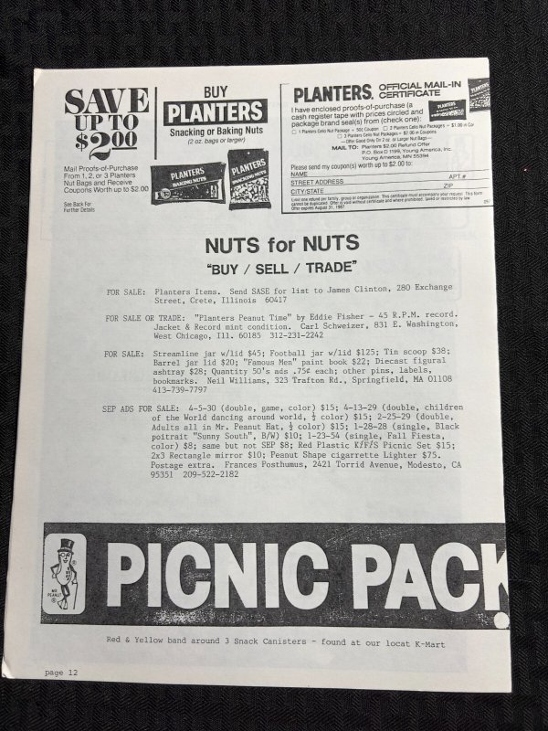 1987 PEANUT PALS PAPERS Fanzine Vol. 9 #5 FN+ 6.5 Mr. Peanut Baseball 12pgs