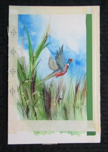 GRANDFATHERS DAY Flying Pheasant in Reeds 6.5x9.5 Greeting Card Art #FD7627