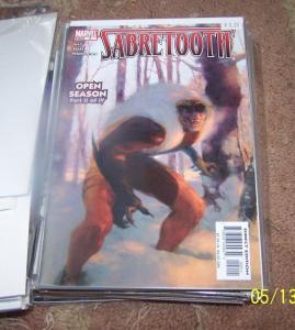 sabertooth comics  # 1 2, mini series marvel  OPEN SEASON