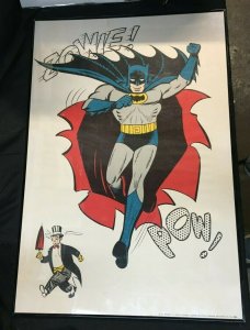 VINTAGE 27 x 40 1966 BATMAN POSTER MINT, FRAMED, PENGUIN IN BACKGROUND 