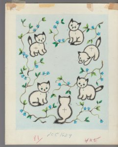GET WELL SOON Sad Crying Kitten 2pcs 8x9.5 Greeting Card Art #C1629 