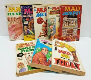 8 Vintage MAD Magazine pb book lot Don Martin, Dave Berg, Jaffee