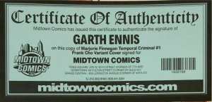 Marjorie Finnegan Temporal Criminal #1 Cover A,B,C Signed Garth Ennis W/COA!