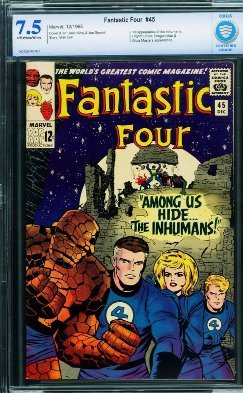 Fantastic Four #45-cbcs 7.5-First Inhumans-Key Marvel Issue