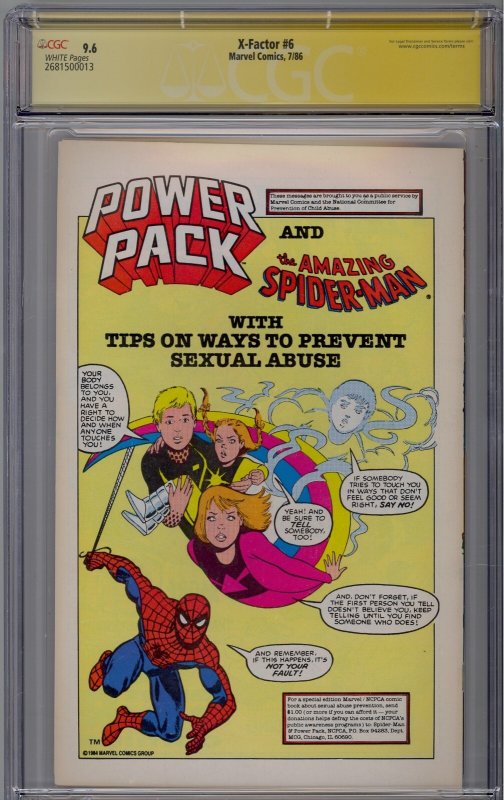 X-Factor #6 1986 Marvel CGC 9.6 SS Signed x2 1st app Apocalypse White Pages