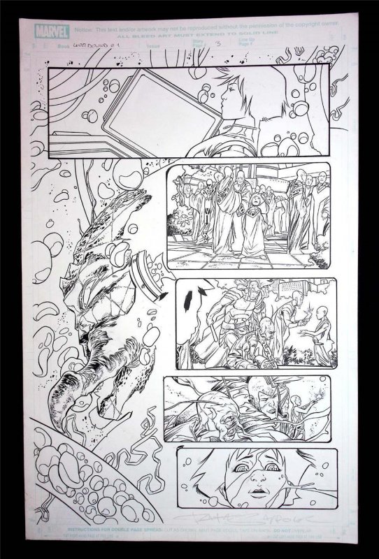 World War Hulk Warbound 1 pg 3 original art  RAFA SANDOVAL & ROGER BONET Marvel