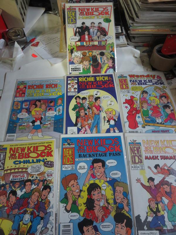 HARVEY COMICS NEW KIDS ON THE BLOCK 1990-1991 Lot of 7 Richie Rich Wendy F-VF+