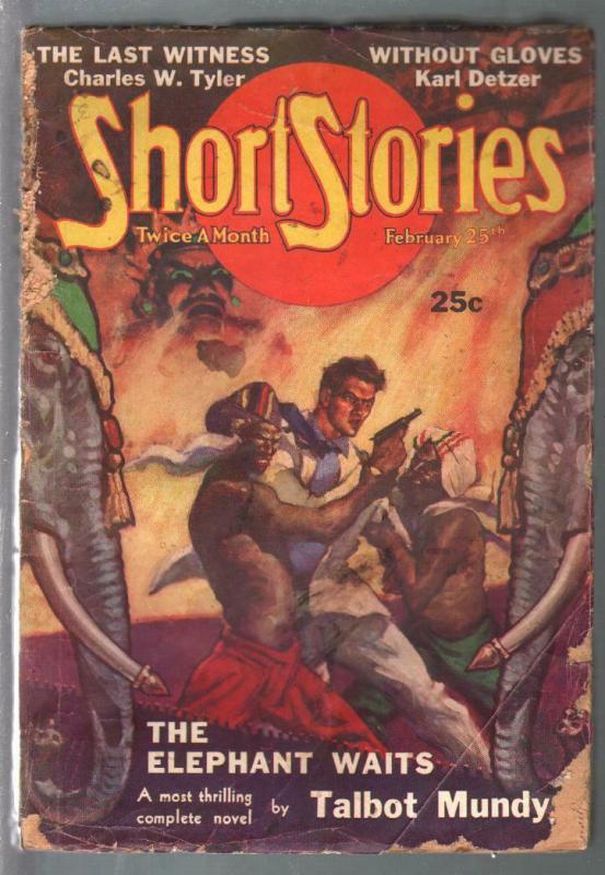 Short Stories 2/25/1937-Doubleday-Talbot Mundy story-Elephant Waits-pulp thri...