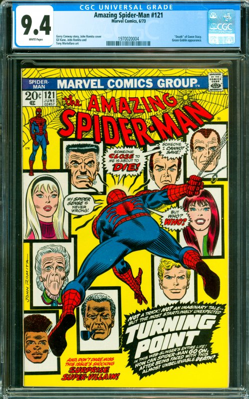 Amazing Spider-Man #121 CGC Graded 9.4 Death of Gwen Stacy. Green Goblin ap...