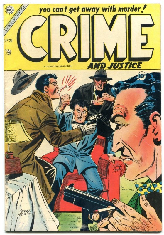 Crime and Justice #20 1954- teeth getting knocked out cover- Golden Age VF-