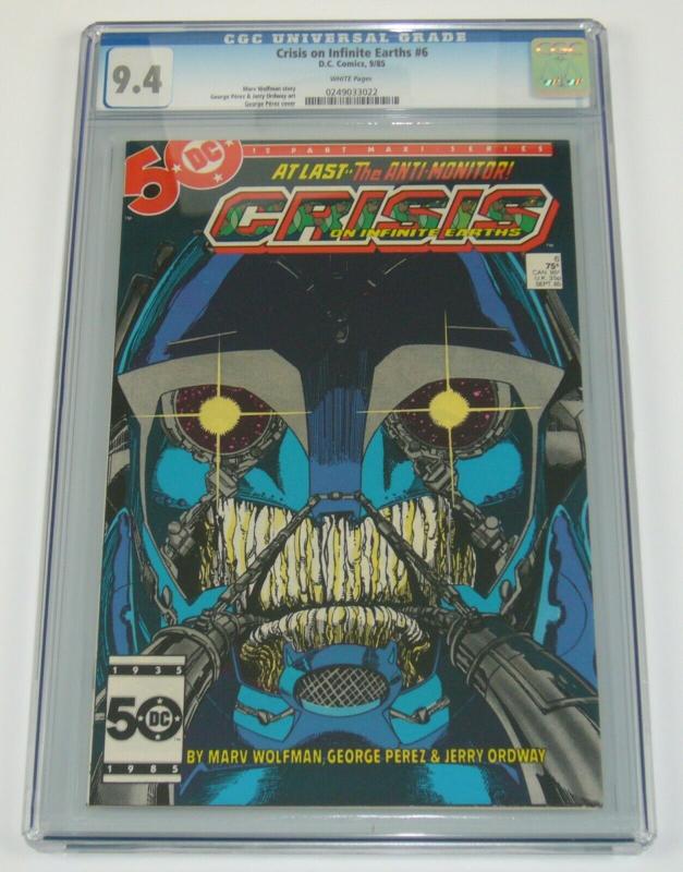 Crisis on Infinite Earths #6 CGC 9.4 key book 1ST WILDCAT george perez art dc 