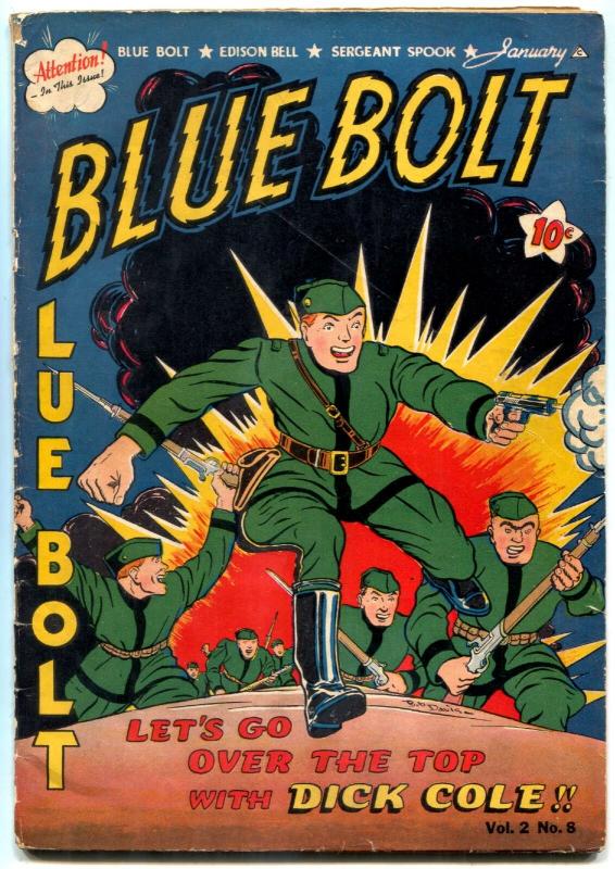 Blue Bolt Vol. 2 #8 1942-DICK COLE-WHITE RIDER SUB-ZERO vg-