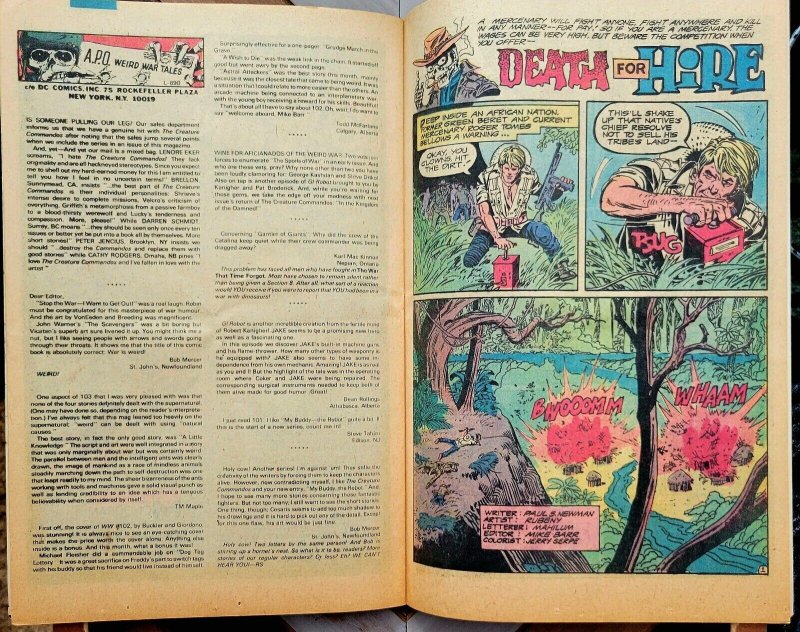 WEIRD WAR TALES #107 VG DC 1982 WWII Kubert Cover HORROR + Todd McFarlane Letter