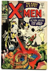 X-MEN #23 1966-comic book MARVEL COMICS-NEFARIA -- BATTLE COVER fn-