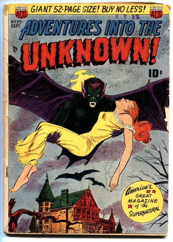 Adventures into the Unknown #23 comic book 1951-Vampire- Golden Age Horror