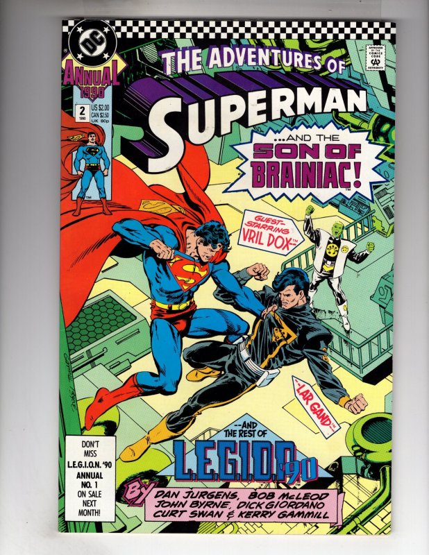 Adventures of Superman Annual #2 (1990) VF+ Son of Brainiac!  / EBI#2