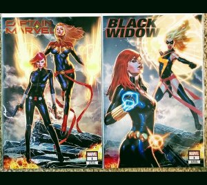 CAPTAIN MARVEL #1 & BLACK WIDOW #1 Unknown Comic Books EXCLUSIVE ANACLETO