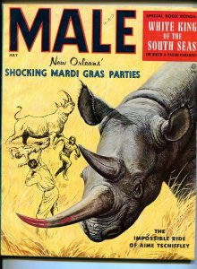 Male  7/1956-Mort Kunstler-rhinocerous-Bette Hendersen cheesecake-FN