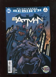 BATMAN REBIRTH #2 (9.2)  SIGNED FINCH