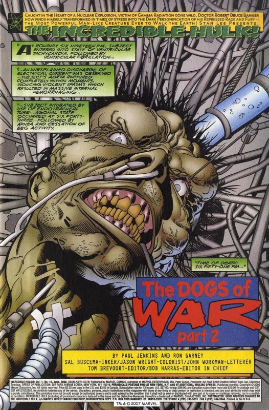INCREDIBLE HULK #15 (2000)  RON GARNEY | DIRECT EDITION