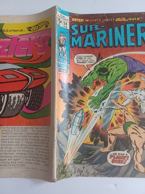 Sub-Mariner #34  Namor -Hulk -Silver Surfer - prelude 1st Defenders - 1971 -VG