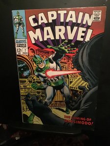 Captain Marvel #7 (1968) wow! High-grade Quasimodo cover key! NM-