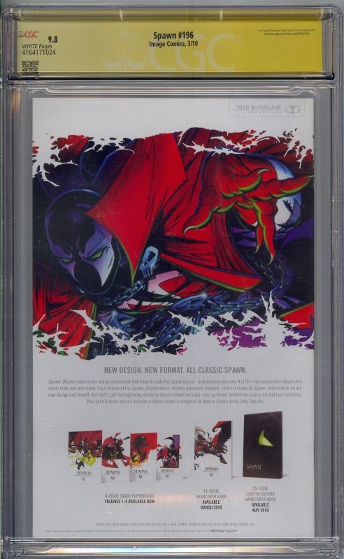 SPAWN #196 CGC 9.8 SS SIGNED TODD MCFARLANE
