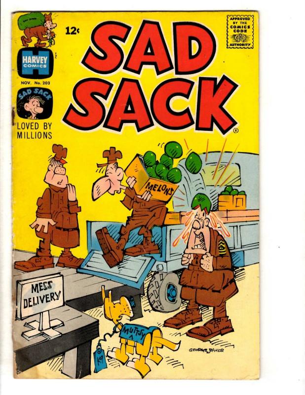 Lot Of 7 Sad Sack Harvey Comic Books # 173 193 203 209 214 225 238 Army JL40