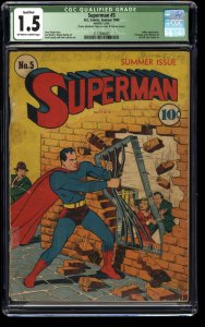 Superman #5 CGC FA/GD 1.5 Off White to White (Married Cover)