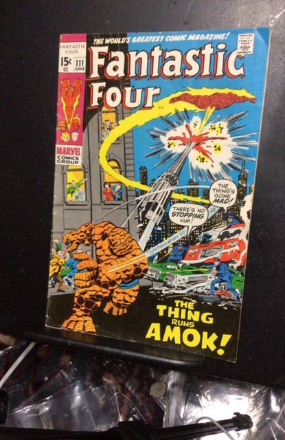 Fantastic Four #111 (1971) Prequel thing versus hulk fight key! Hulk cameo! FN+