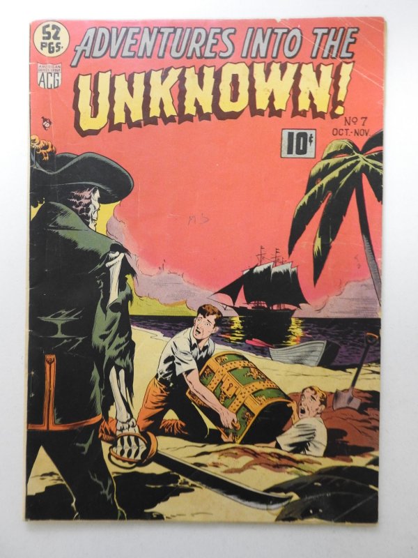 Adventures into the Unknown #7 (1949) Awesome Cover! Solid VG Condition!