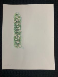 HAPPY EASTER Watercolor White Flower Border 11x14 Greeting Card Art #nn
