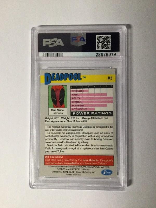 Deadpool Impel #3 X-force 1 Promo Trading Card PSA Graded 9 Mint 2nd Appearance