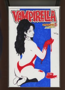 (2011) Vampirella #1: LAURA GUZZO SIGNED/REMARKED SKETCH COVER! AUTHENTIX! (9.2)
