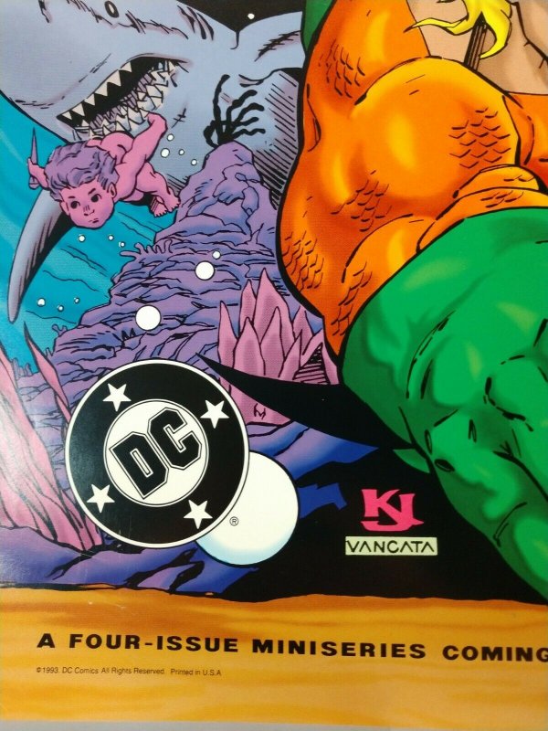 DC COMICS AQUAMAN TIME AND TIDE 1993 PROMO POSTER 22 x 17 #rk-34