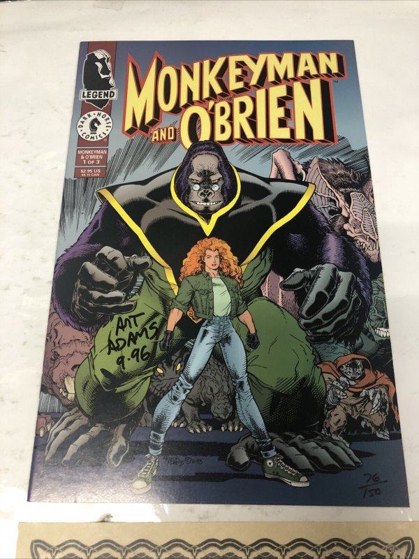 Monkeyman And O’brien (1996) # 1 (VF/NM) Variant Dark Horse • Signed Art Adams