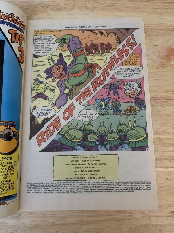 TMNT MIGHTY MUTANIMALS # 3 ARCHIE COMICS 1991 TEENAGE MUTANT NINJA TURTLES 